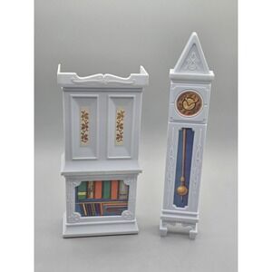 Vtg 1995 Barbie Doll Size Furniture Bookshelf & Grandfather Clock Blue-Box Toy